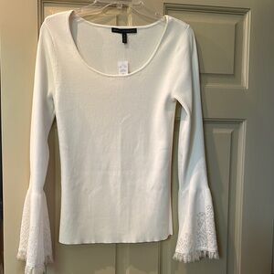 WHBM Lace Sleeve Top sz M